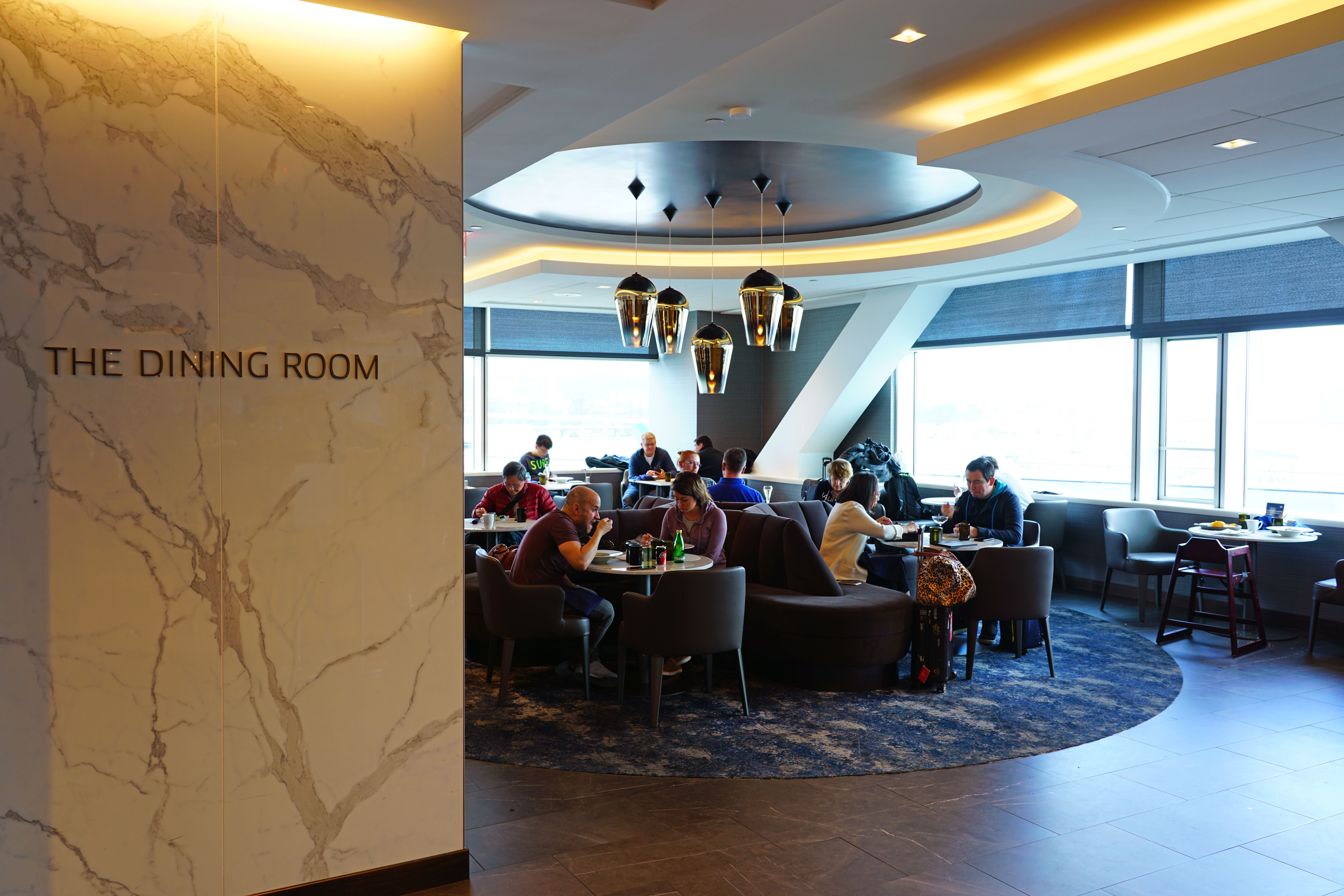 View of the United Airlines Polaris Lounge at the San Francisco International Airport (SFO)