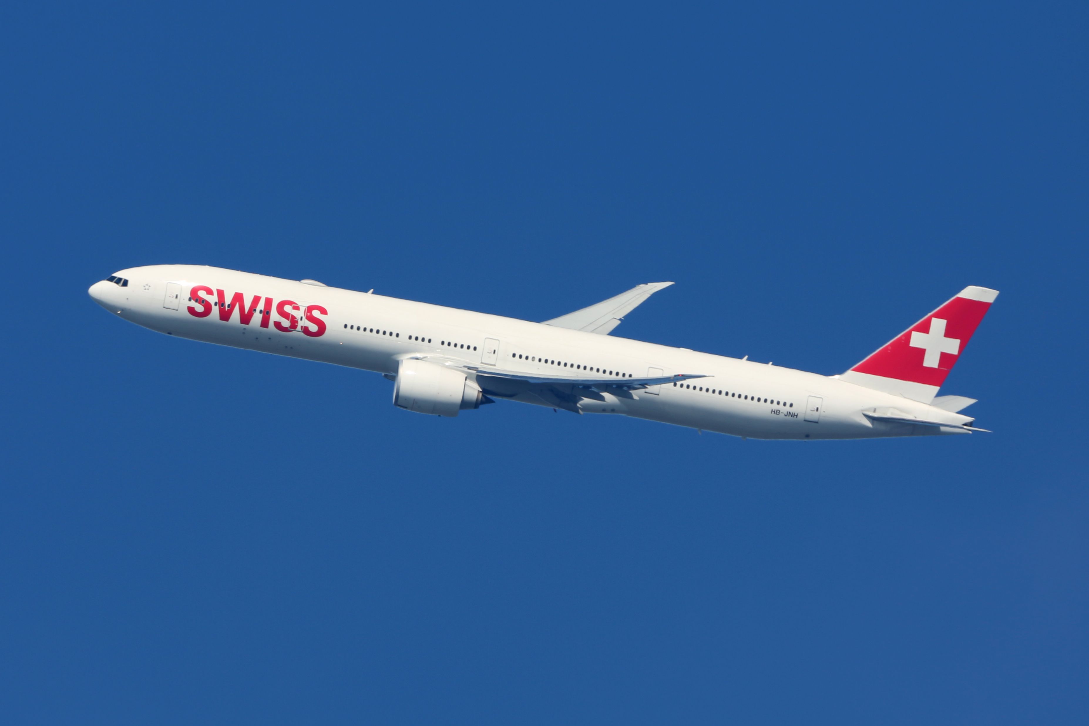 Swiss Boeing 777 flying