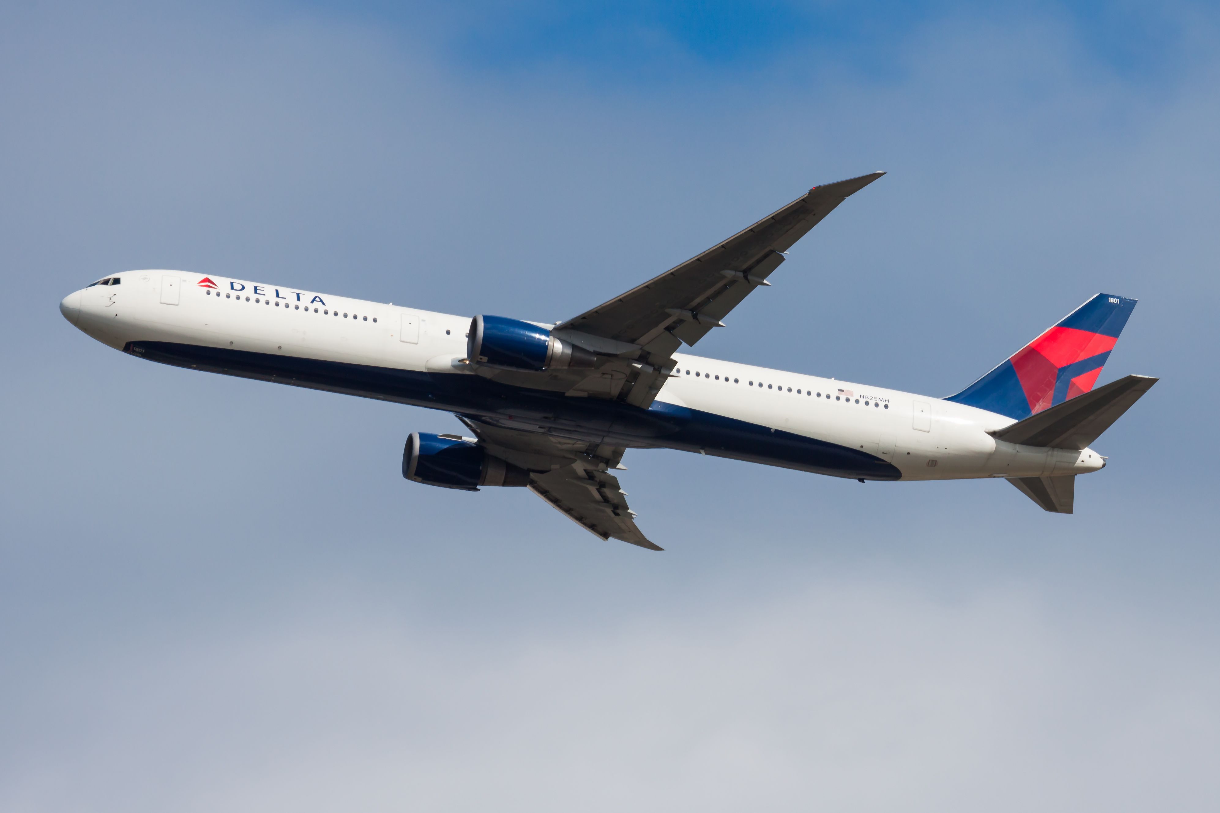 Frankfurt / Germany - August 19, 2013: Delta Airlines Boeing 767-400 n825mh passenger plane at Frankfurt Airport