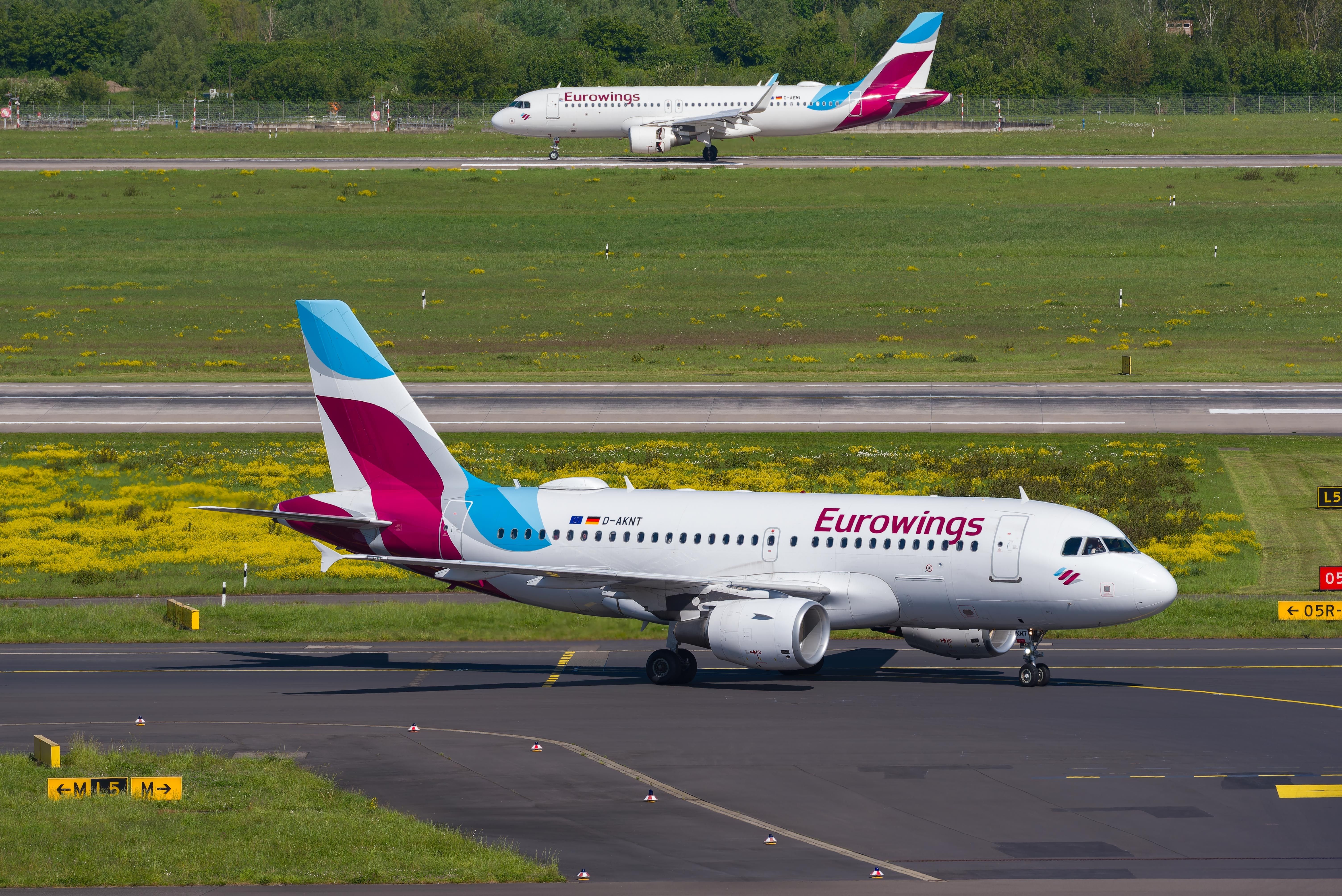 Eurowings Planes Taxiing In Dusesseldorf