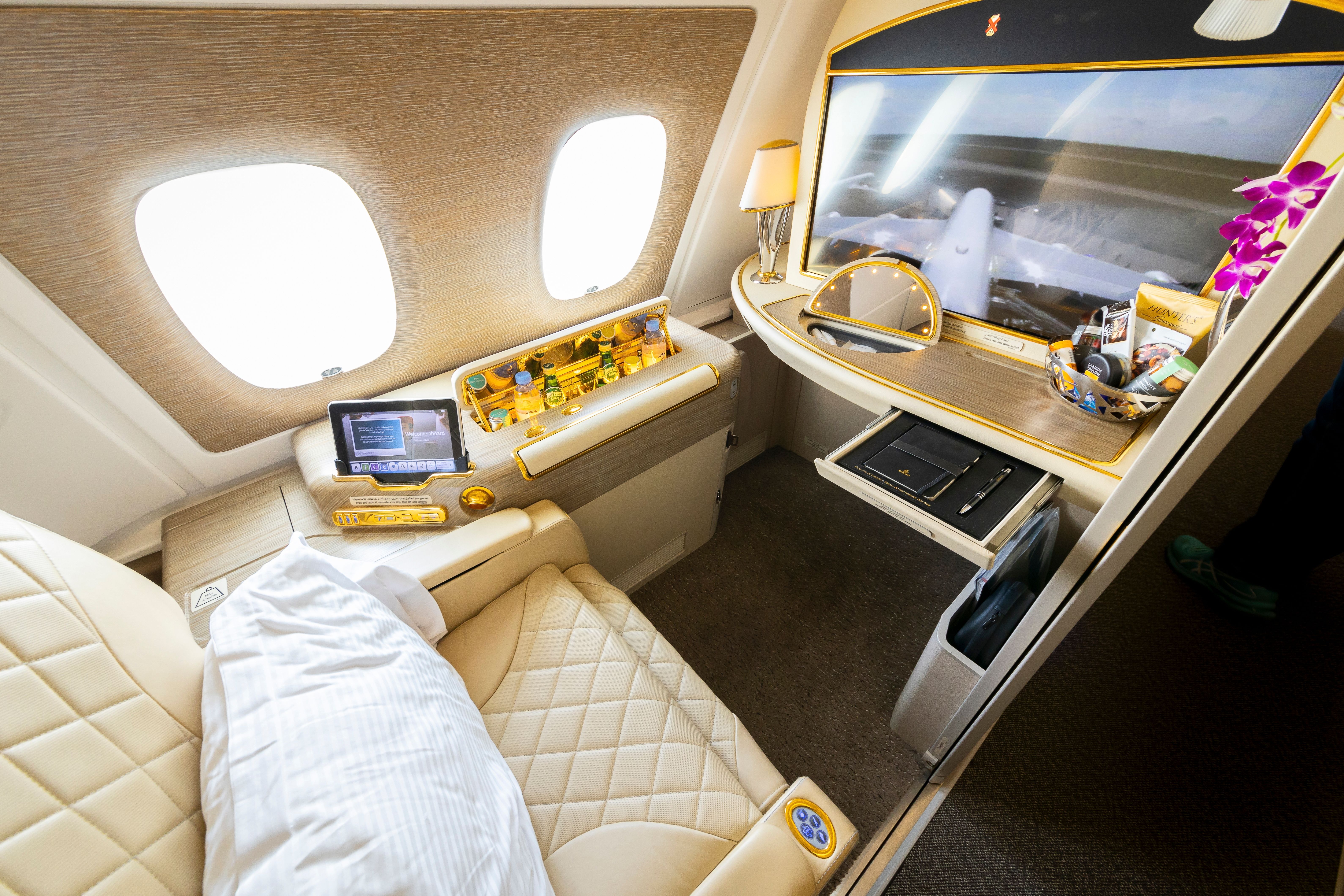 The upper deck seat on the upper deck of the A380