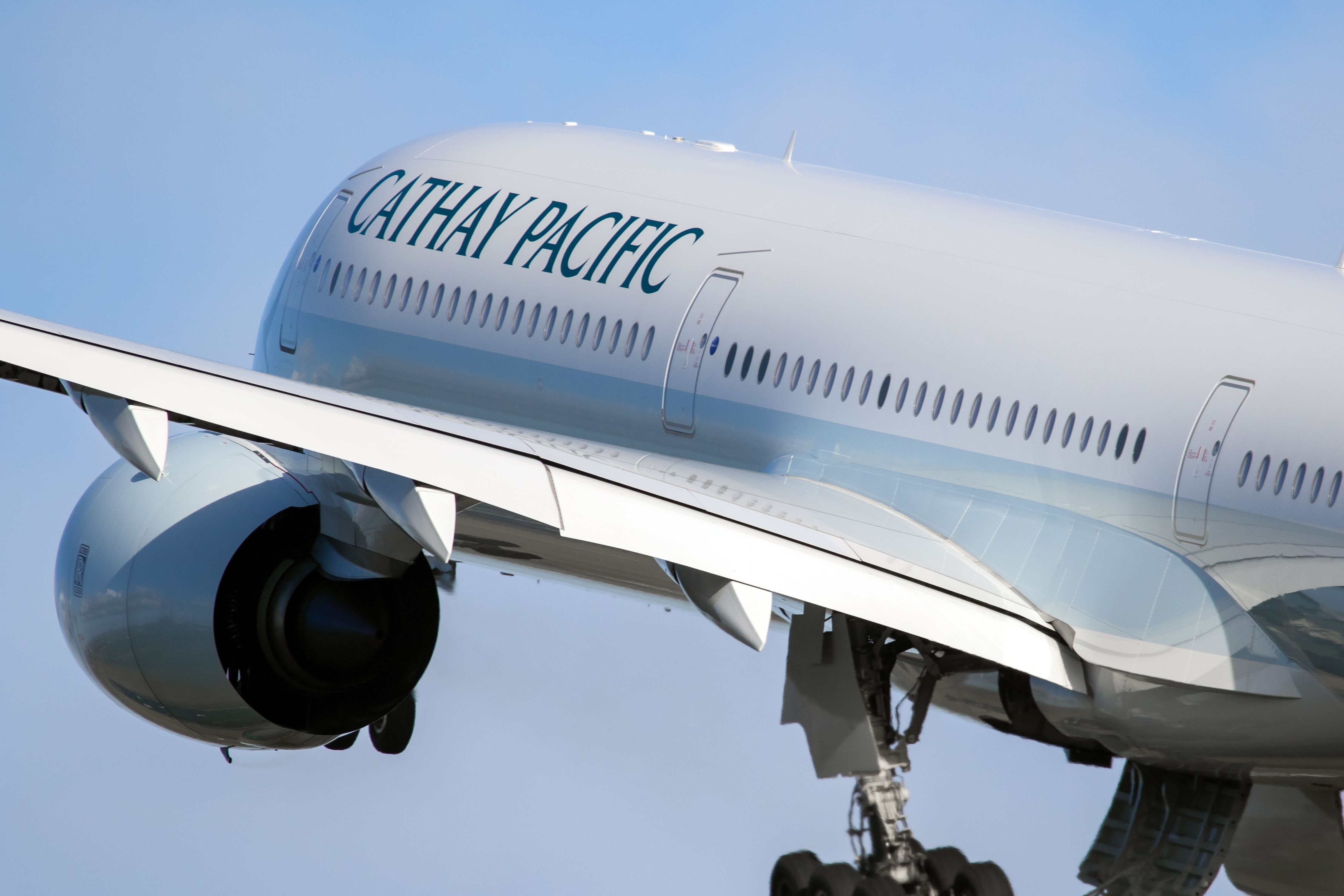 A Cathay Pacific Airbus A350 taking off