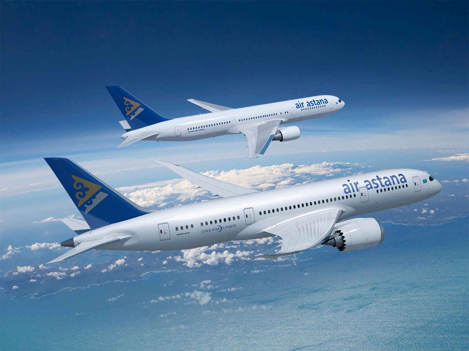 空氣阿斯塔納波音767-300ER和787-8渲染