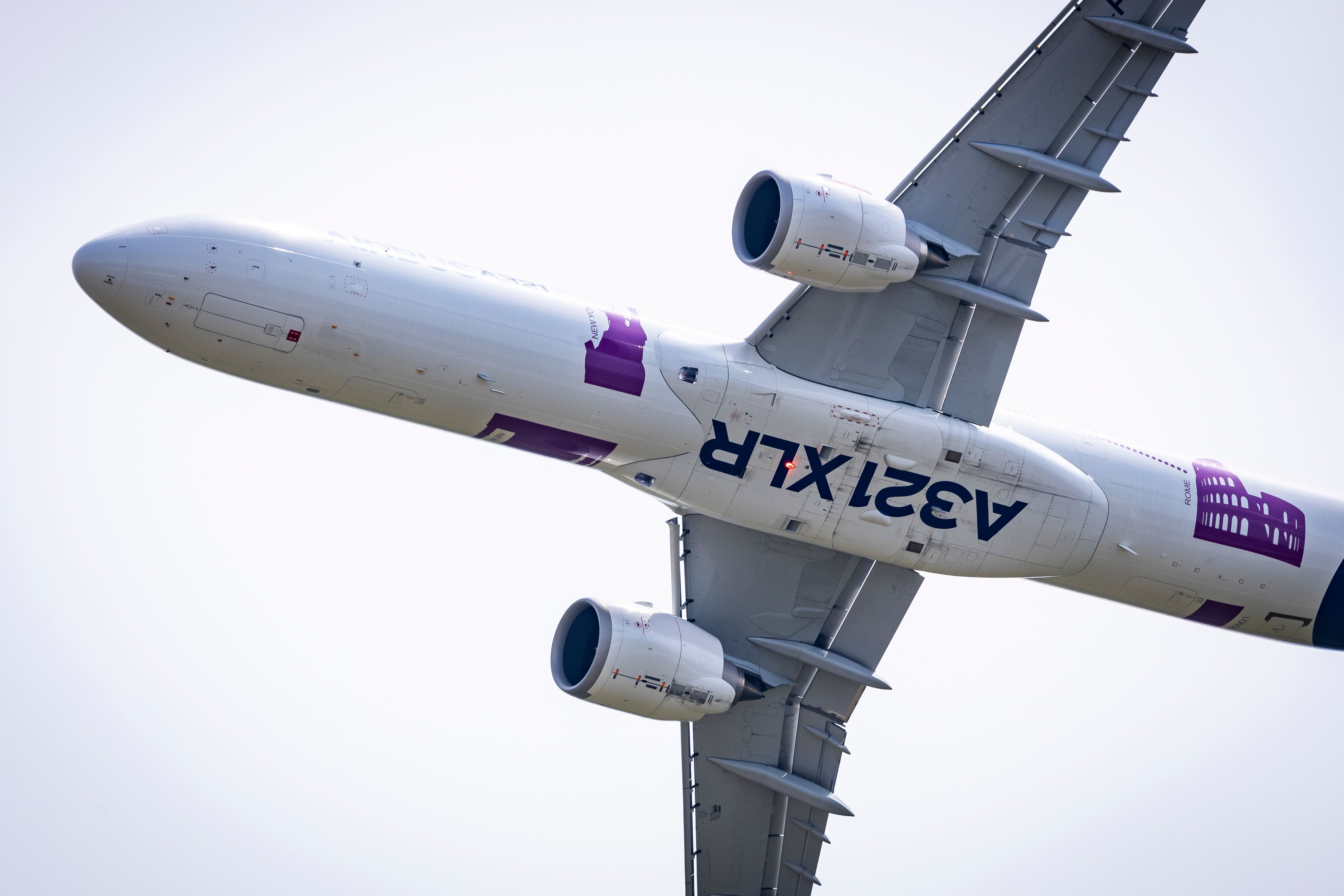 Airbus A321XLR flying at ILA Berlin shutterstock_2510451205