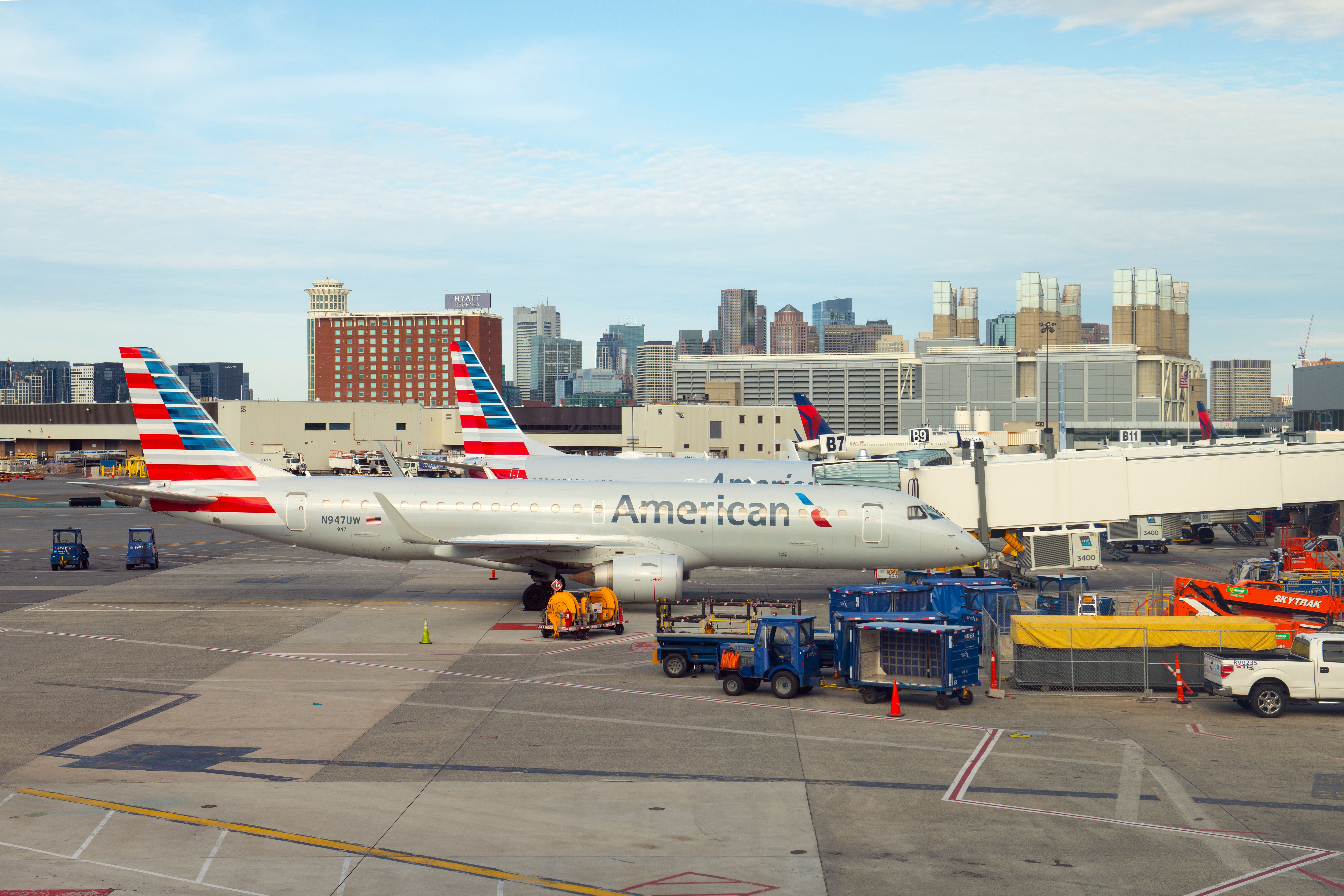 US Air Lines Air Lines at Bos Shutterstock_1706504431