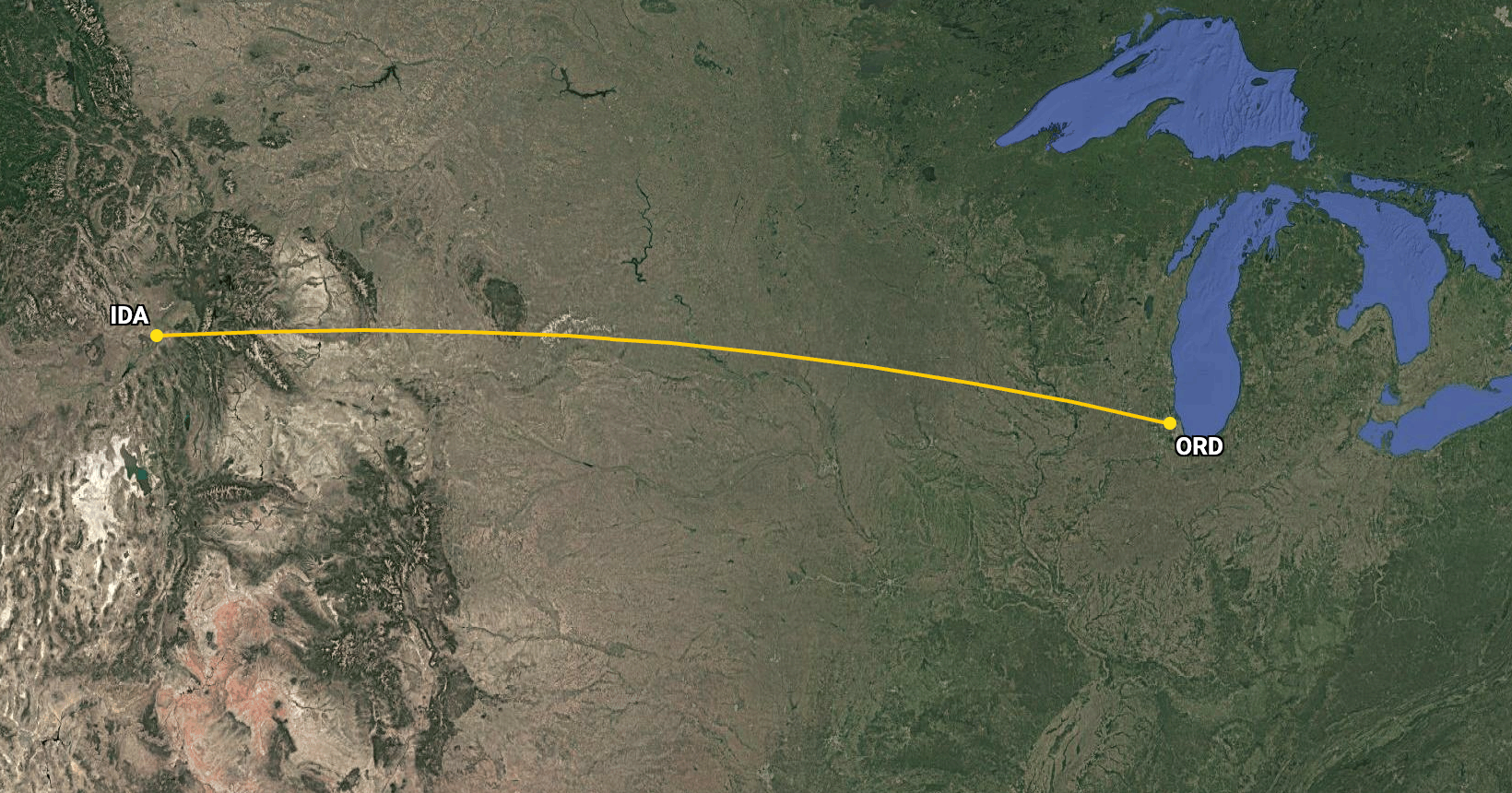 American Airlines flight from Idaho Falls Regional Airport (IDA) to Chicago O'Hare International Airport (ORD)