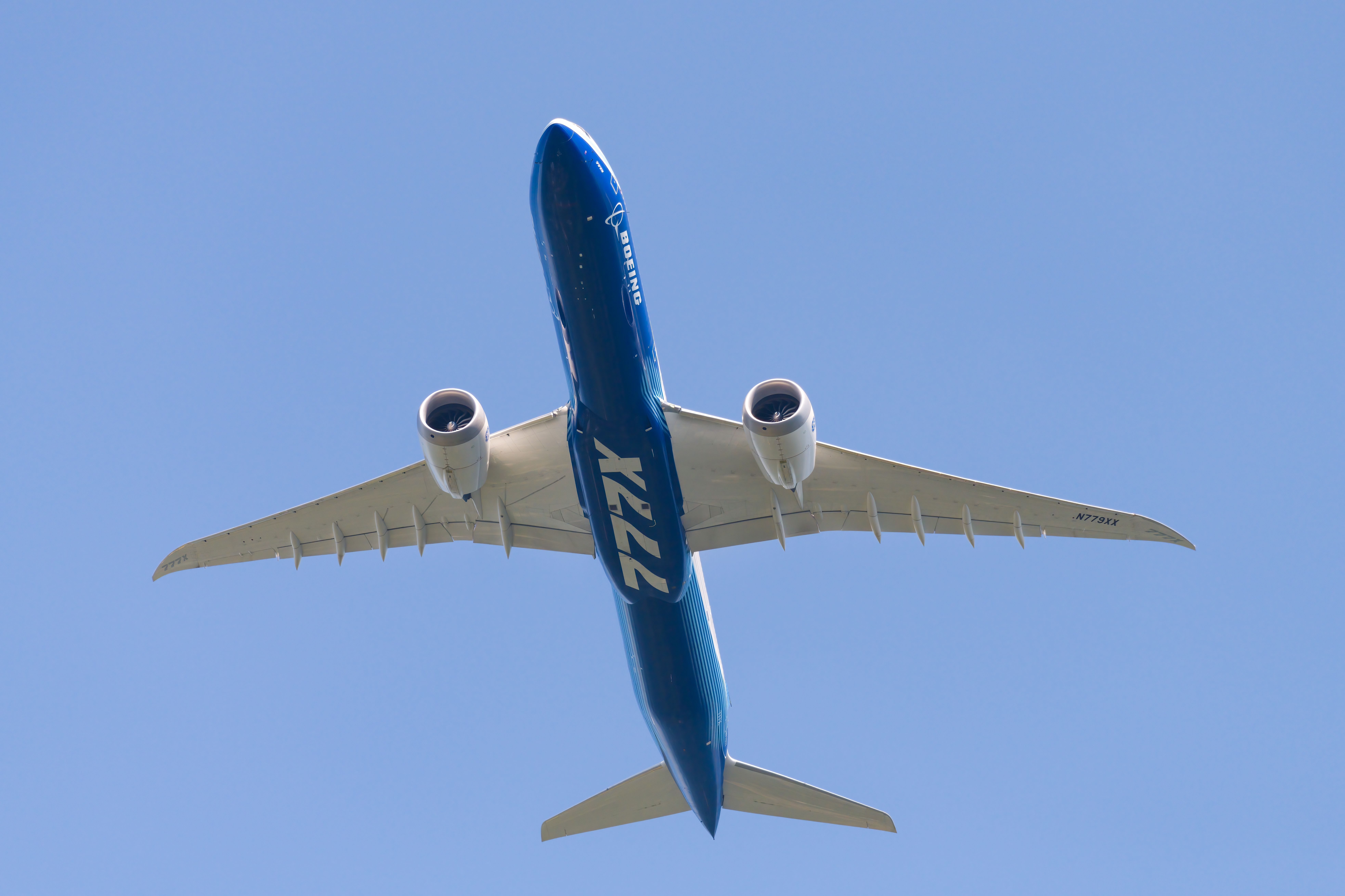 Boeing 777-9 departure on Shutterstock_2189445361
