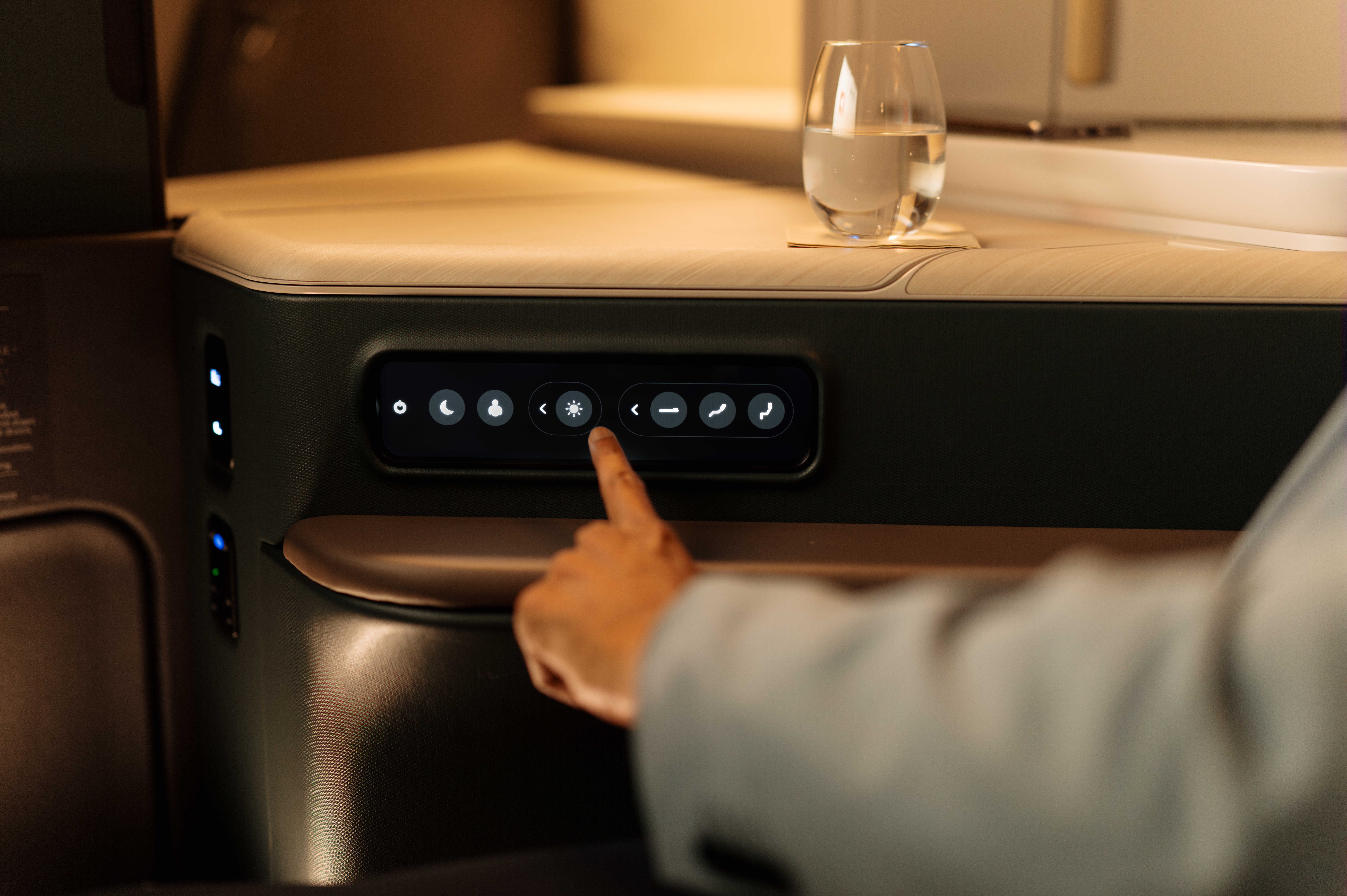 Business control panel in Cathay Pacific