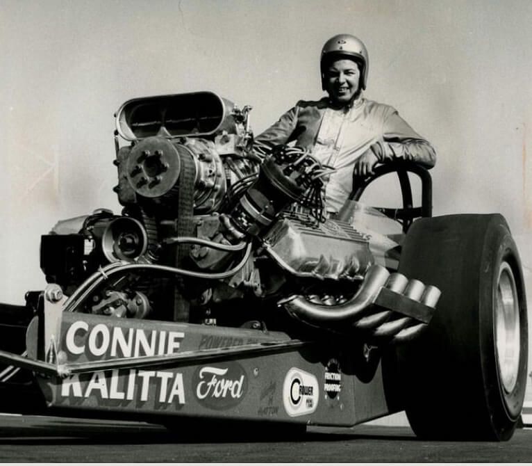 Connie Kalitta at the wheel of his Ford powered dragster.