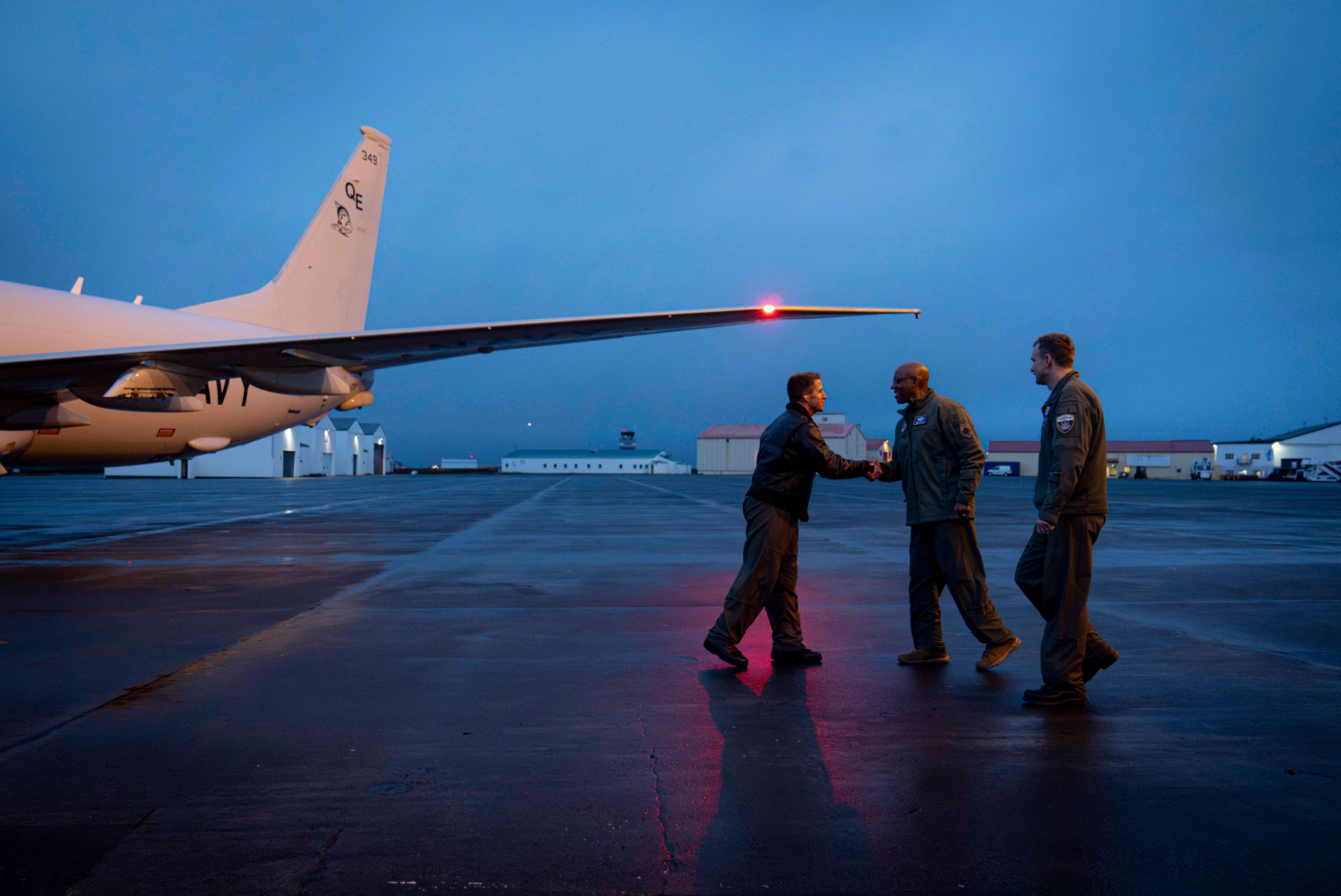 Gen. CQ Brown, Jr., Chairman of the Joint Chiefs of Staff, participates in a P-8 Anti-Submarine Warfare simulation, off the coast of Iceland