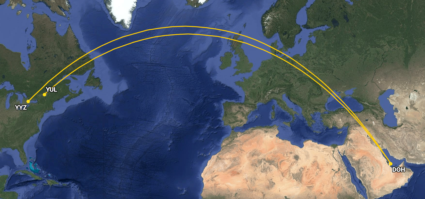 Qatar Airways flights from Qatar to Canada
