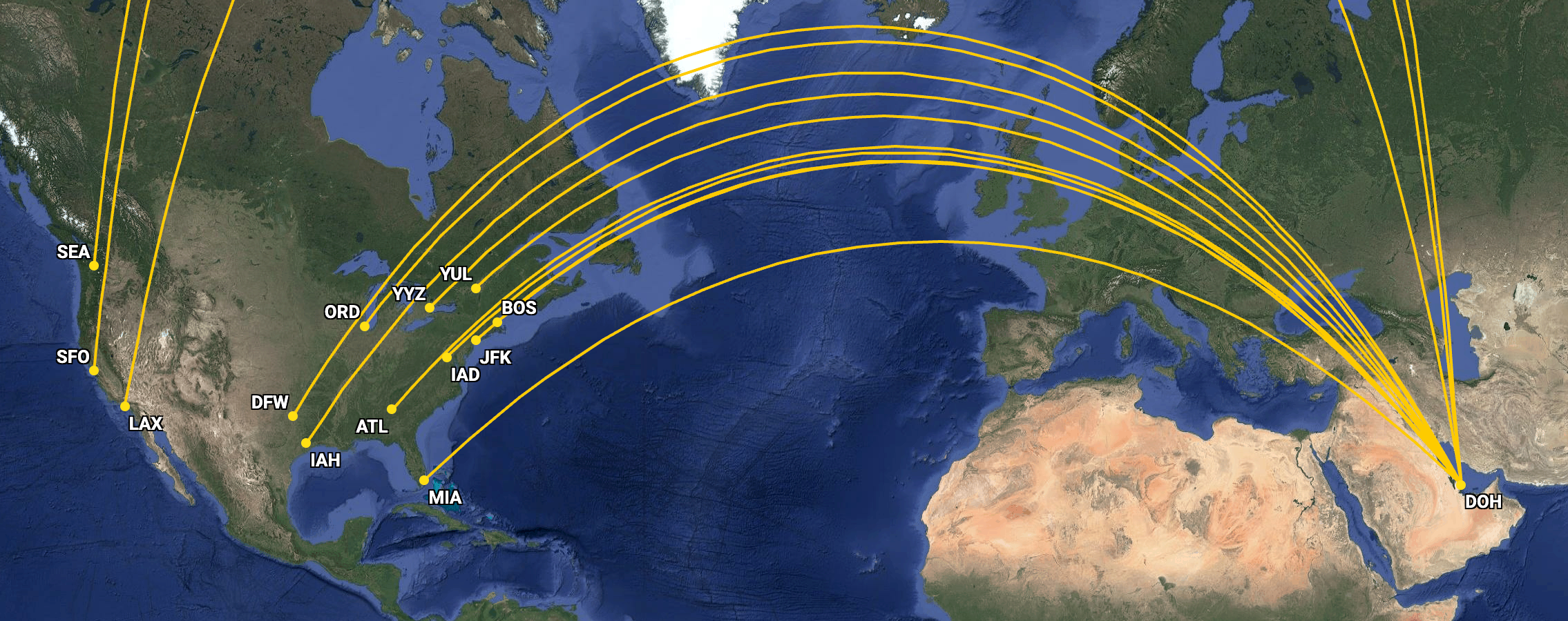 North America Network in Qatar Airlines in May