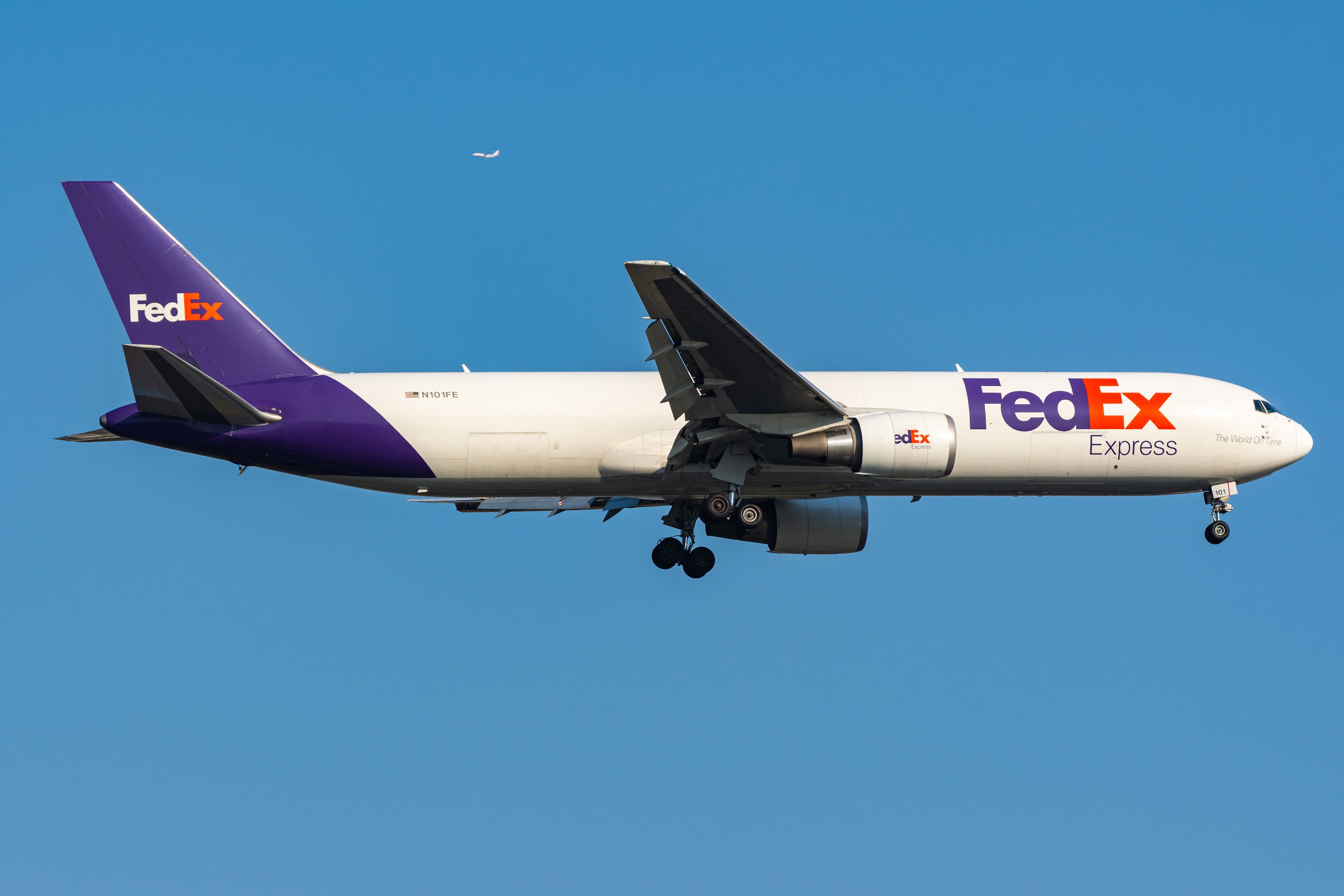 FedEx Boeing 767-300F Freighter is on its final approach