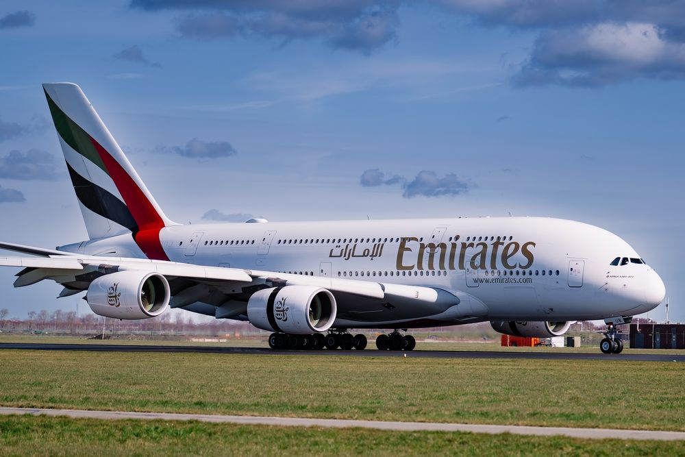 Airbus A380-861, Reg: A6-EUB, Emirates Airlines fleet aircraft, lands at Amsterdam Schiphol