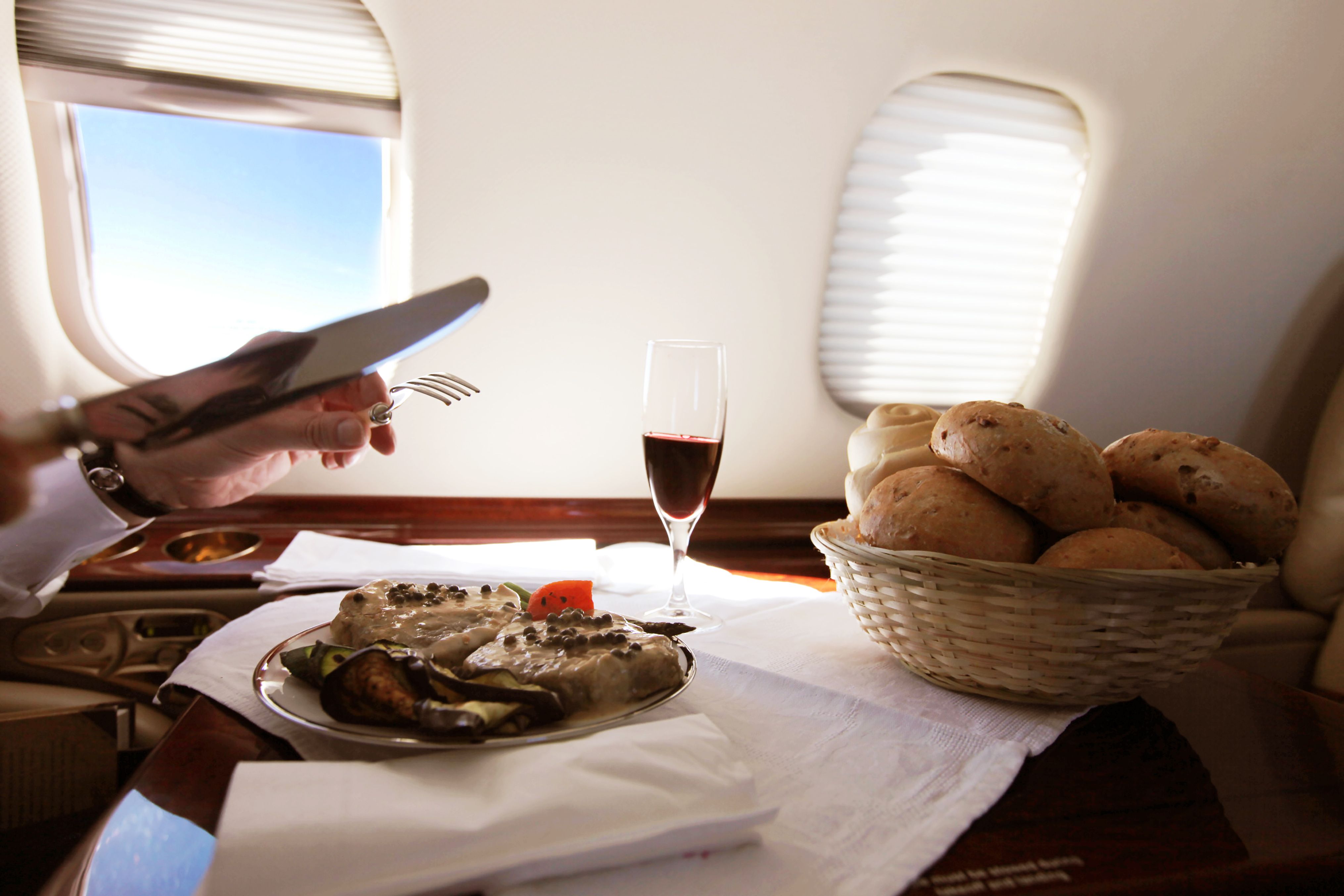 Breakfast on a private plane 