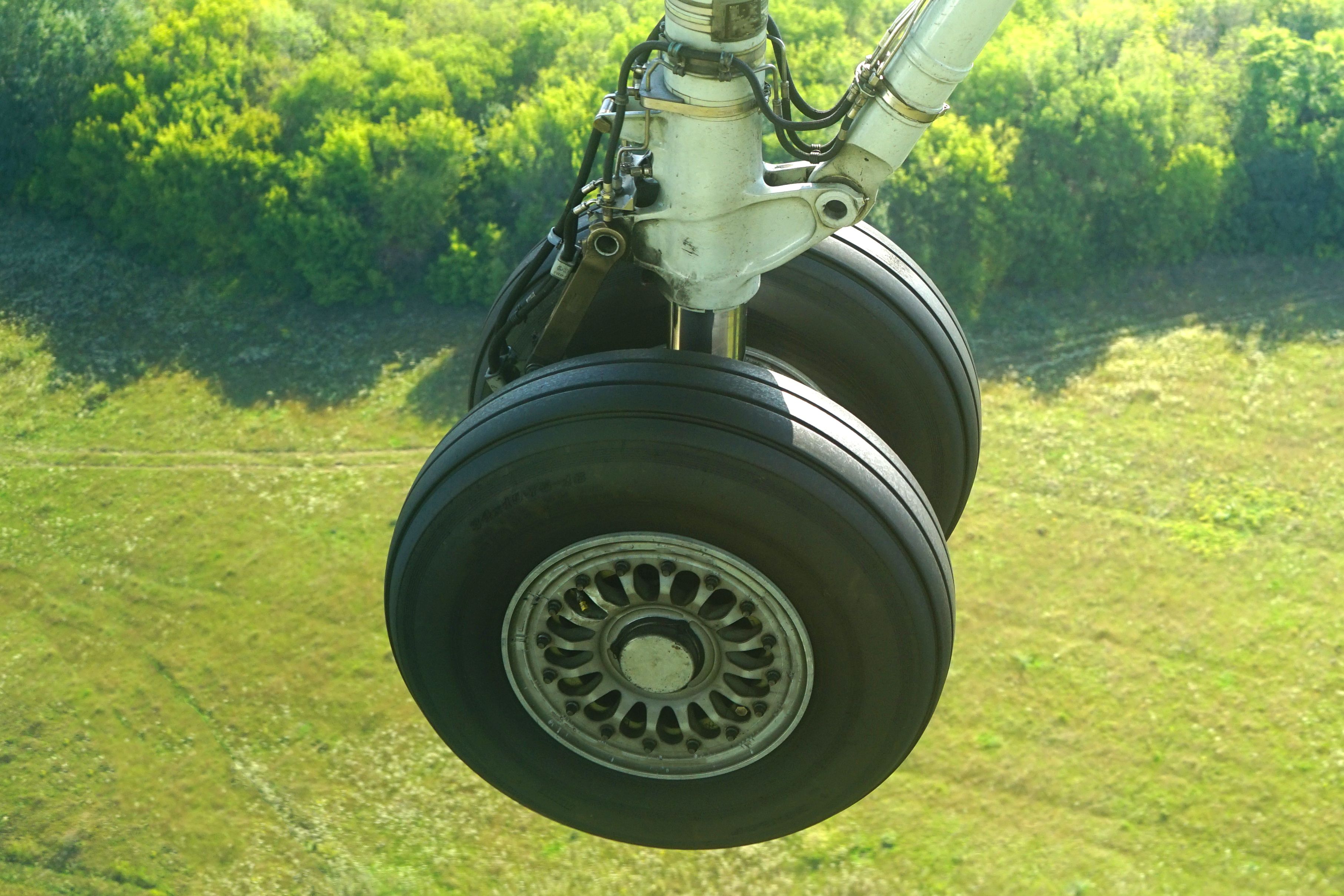 Aircraft landing equipment that was deployed before landing on the herbal field