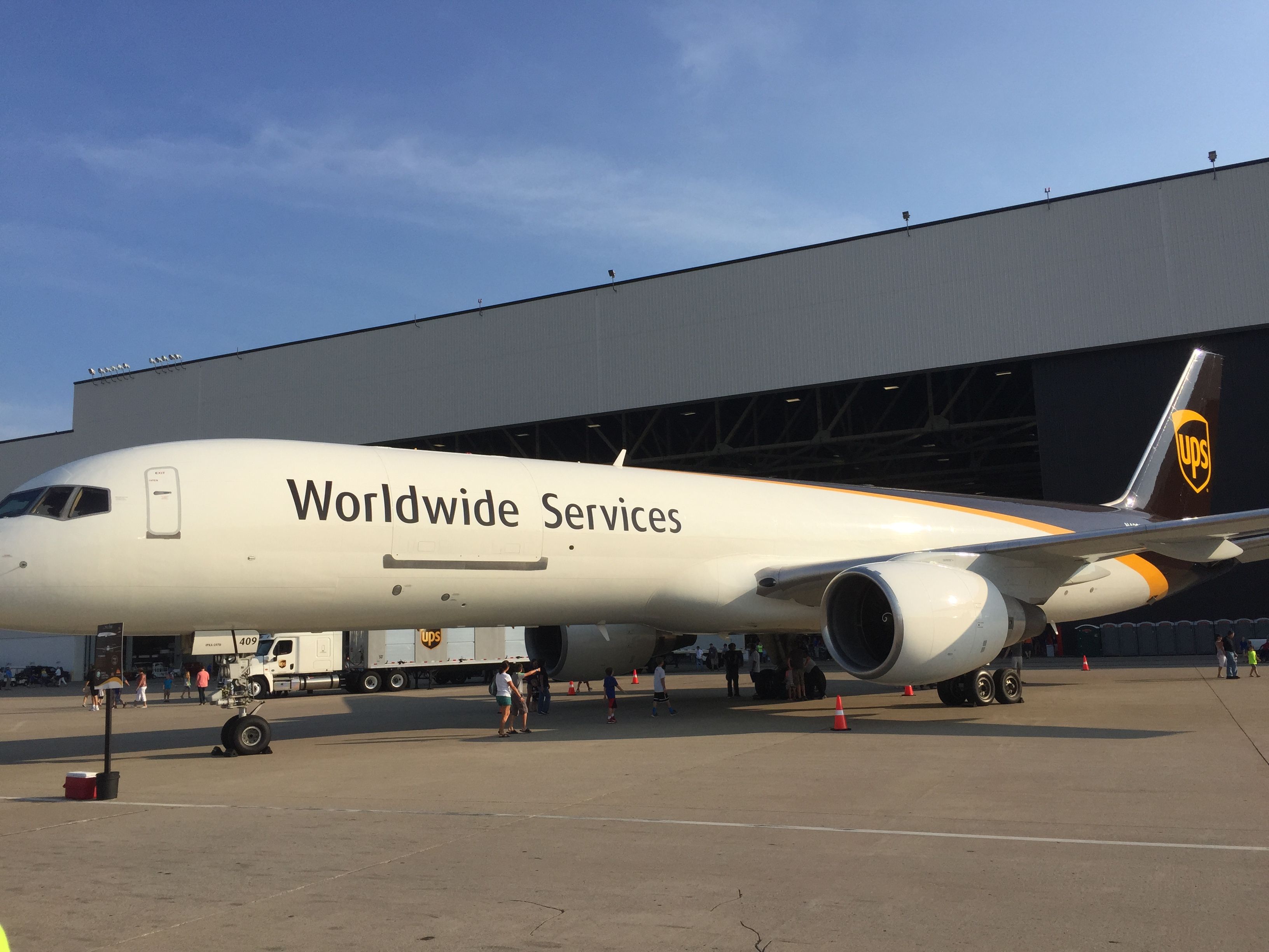 A Ups Boeing 757 is suspended 