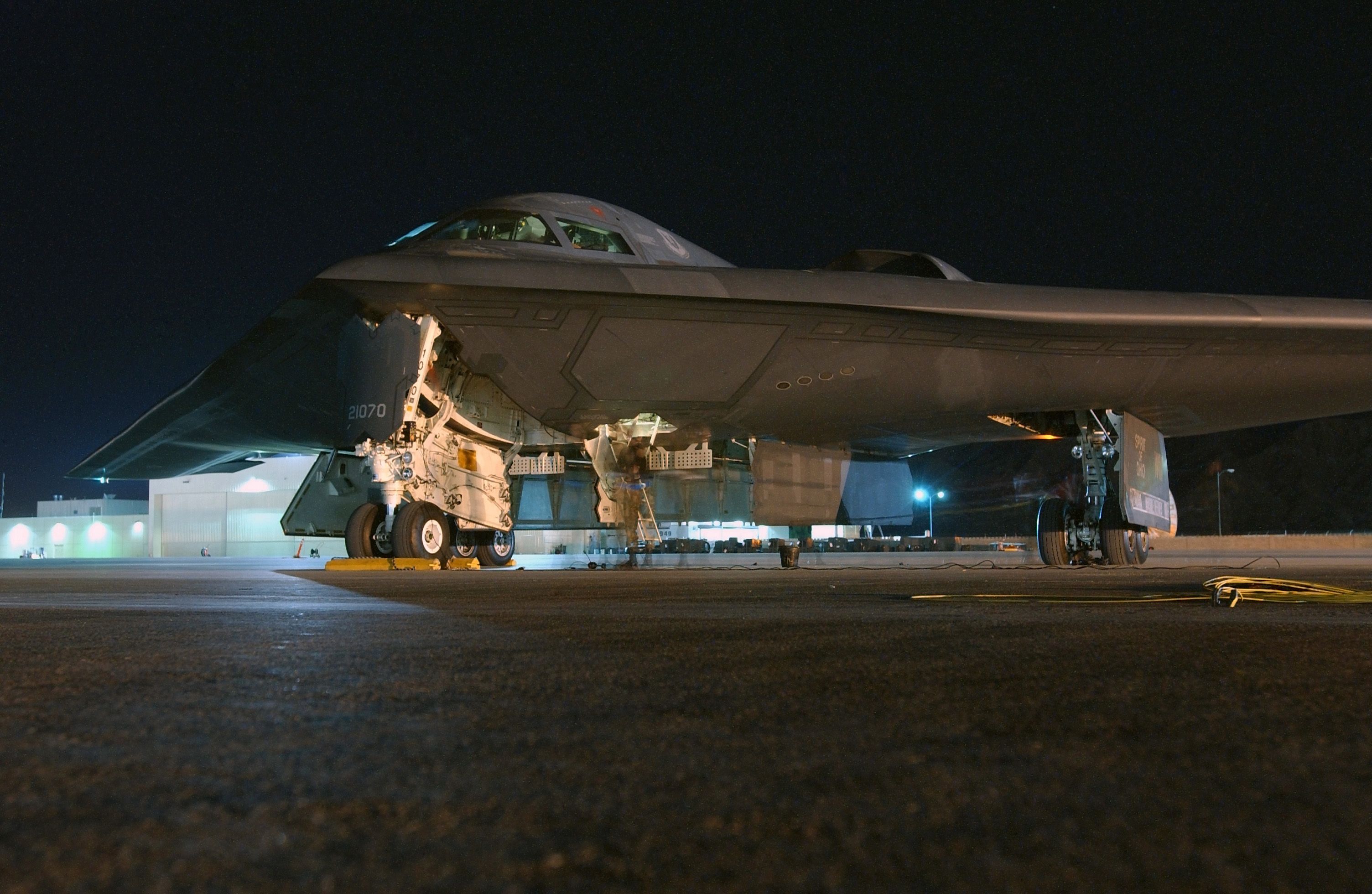 US Air Force (USAF) B-2 Spirit bomber, The Spirit of Ohio, sits on the ramp at Nellis Air Force Base-1