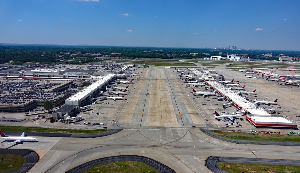 Aerial view of Jackson International Airport in Hartsfield, Atlanta