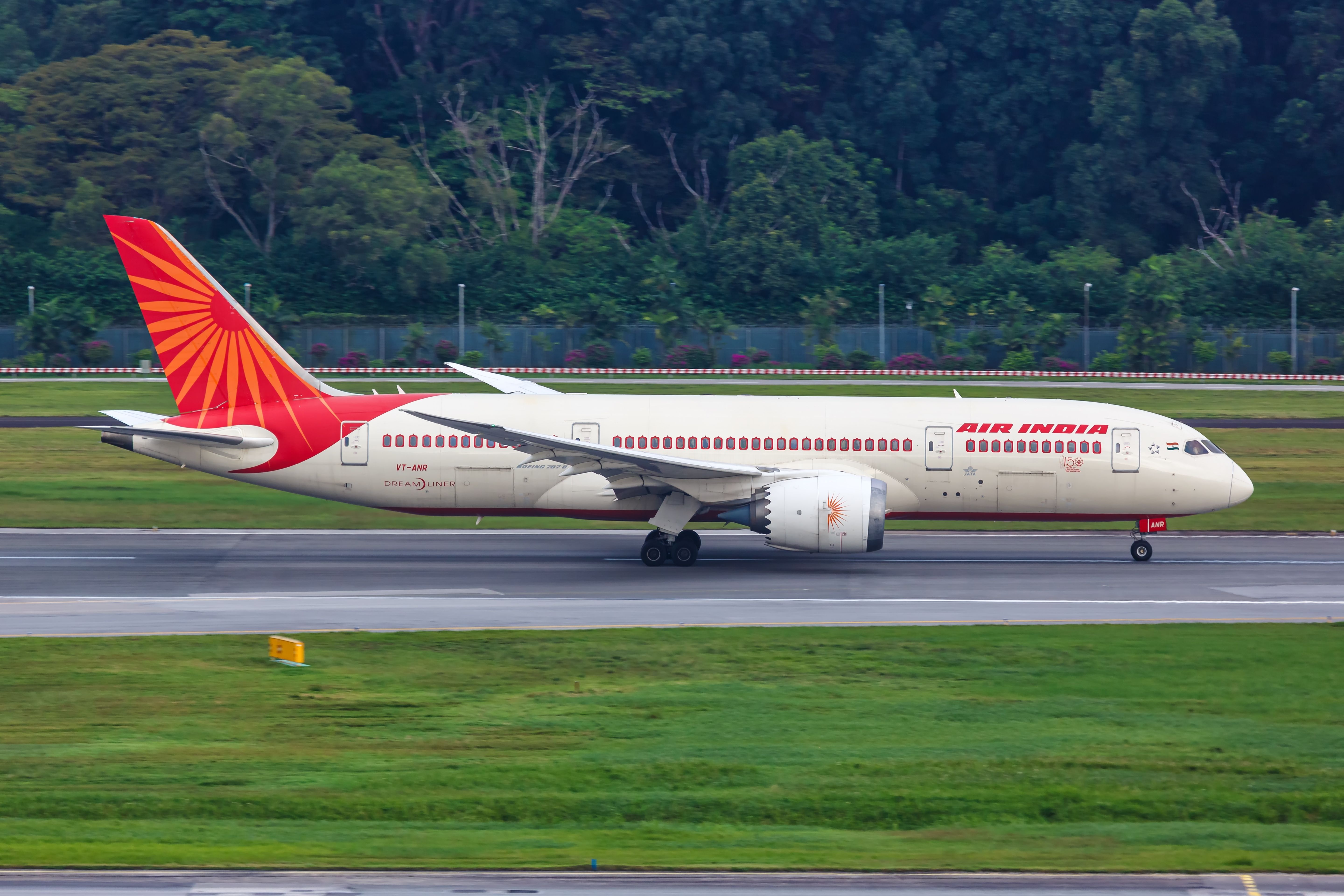 Air India Boeing 787-8 at SIN shutterstock_2355149121