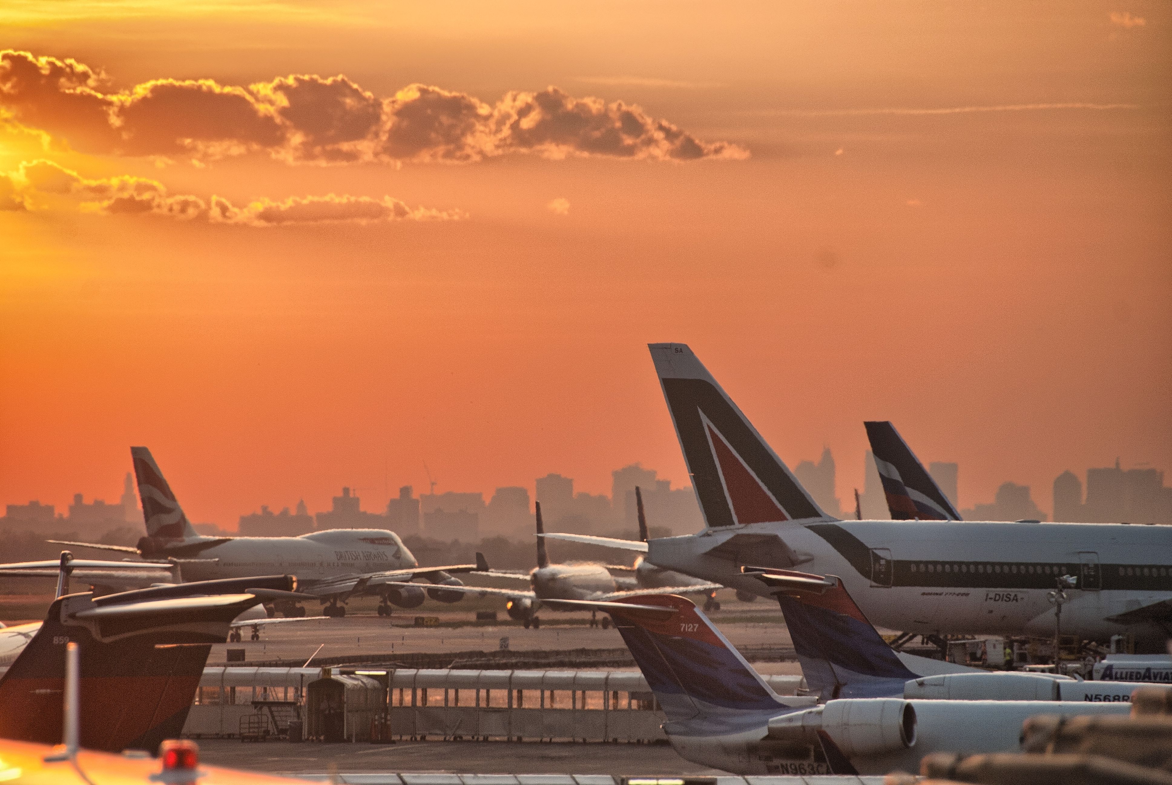 Aircraft movement on the tarmac at JFK Airport