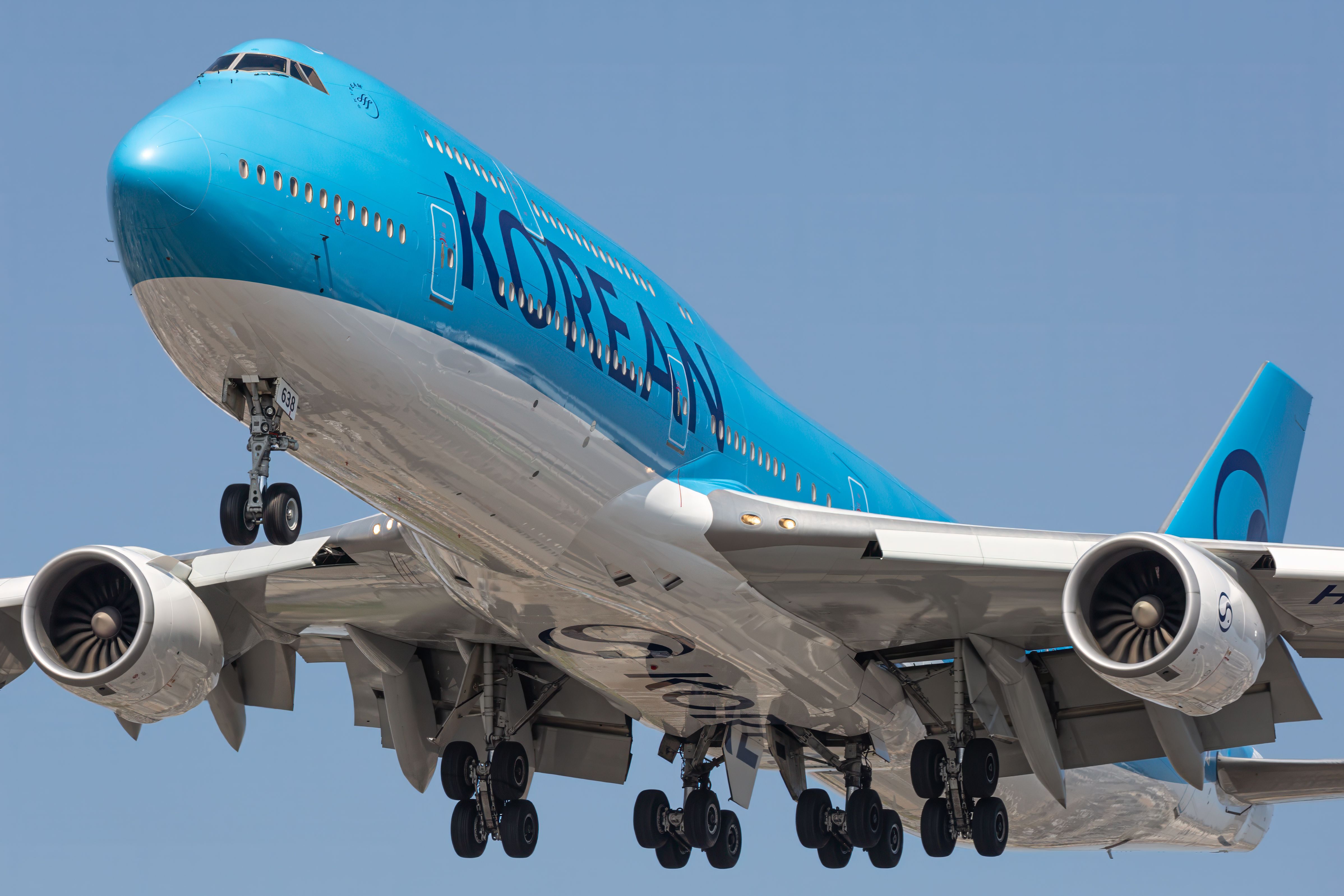 Korean Air 747-8 sporting brand new 2025 livery.