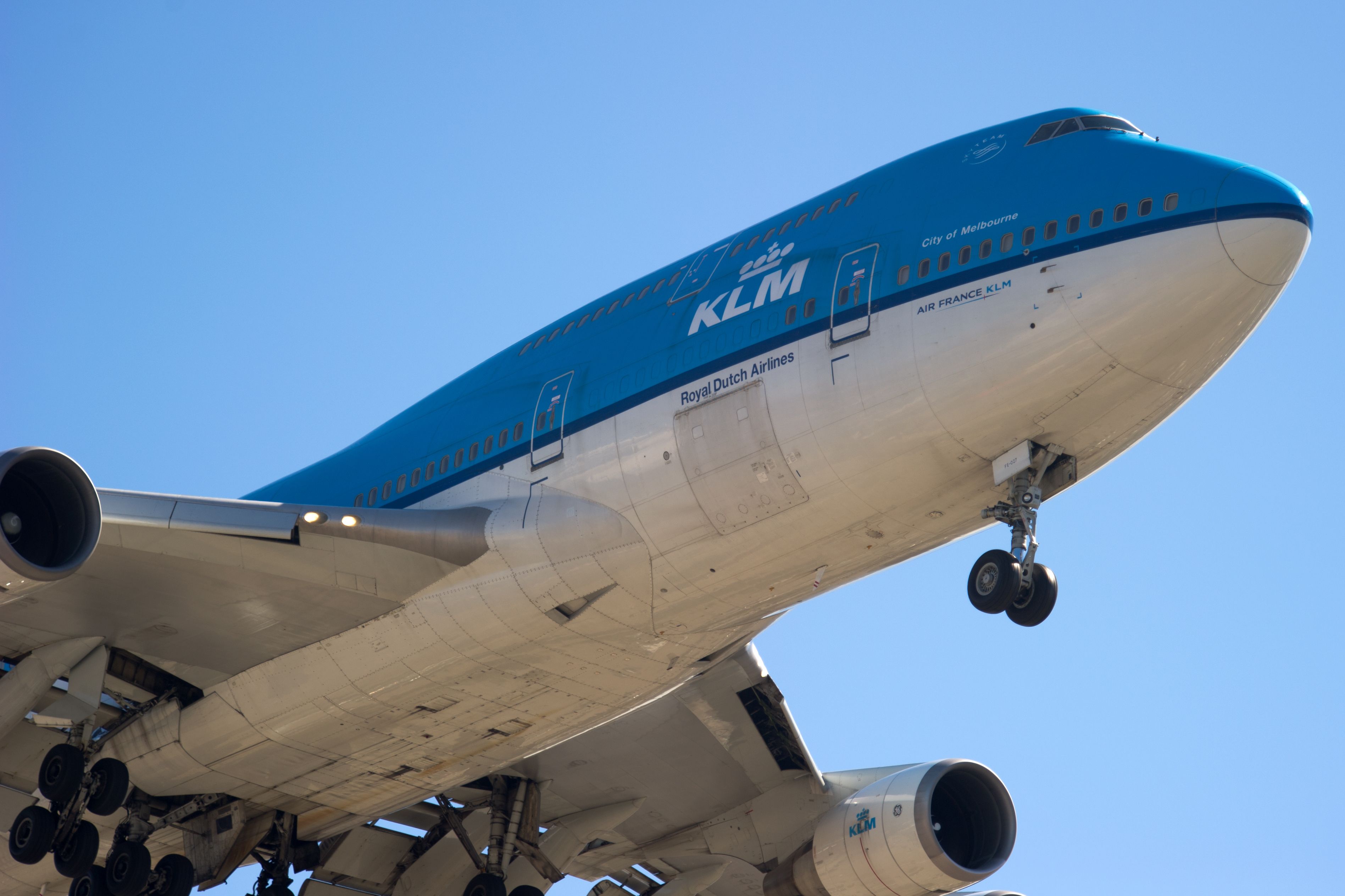 A KLM 747 lands at Los Angeles International Airport (LAX) in Los Angeles, CA on October 23, 2012.