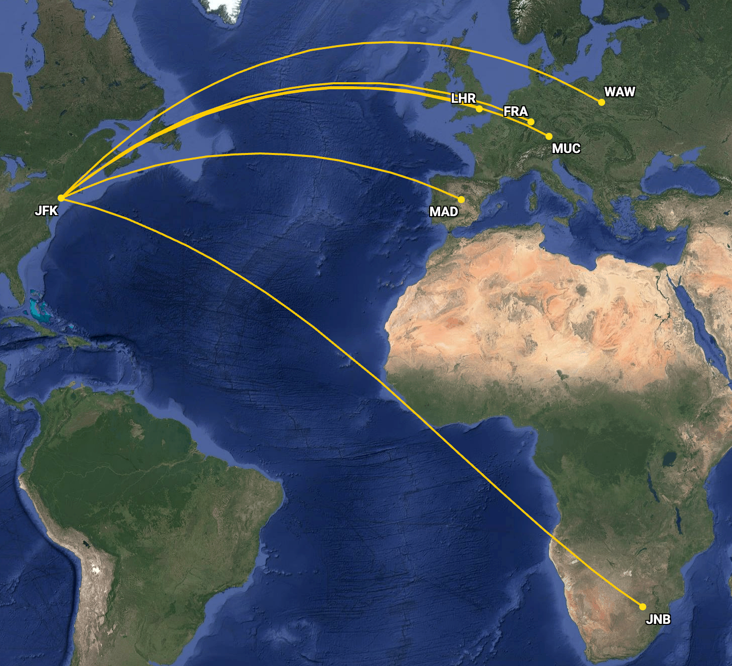 Airbus A340 flights from:to New York John F. Kennedy International Airport (JFK) in January 2020