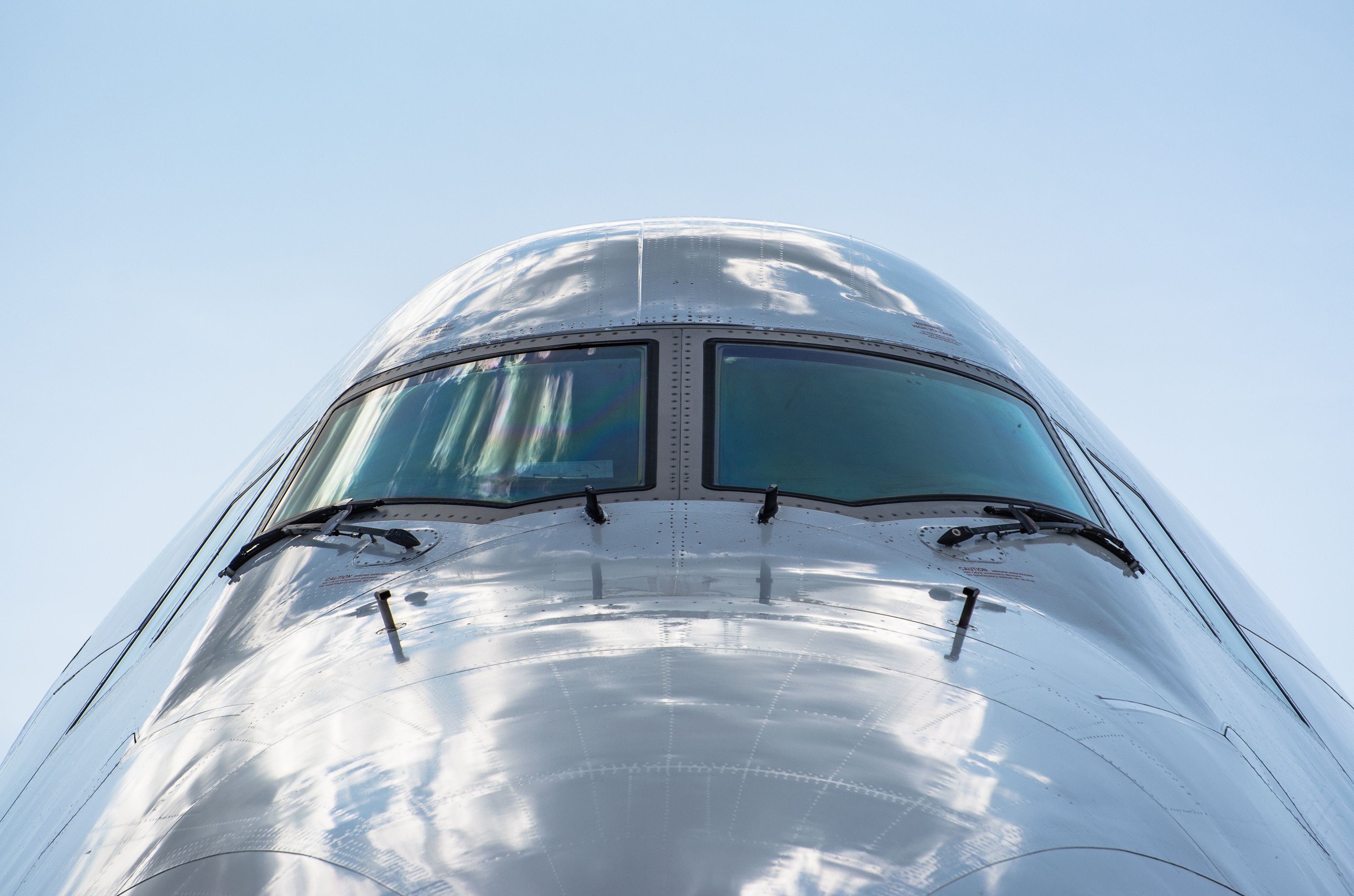 Close-up of cockpit 747 outside