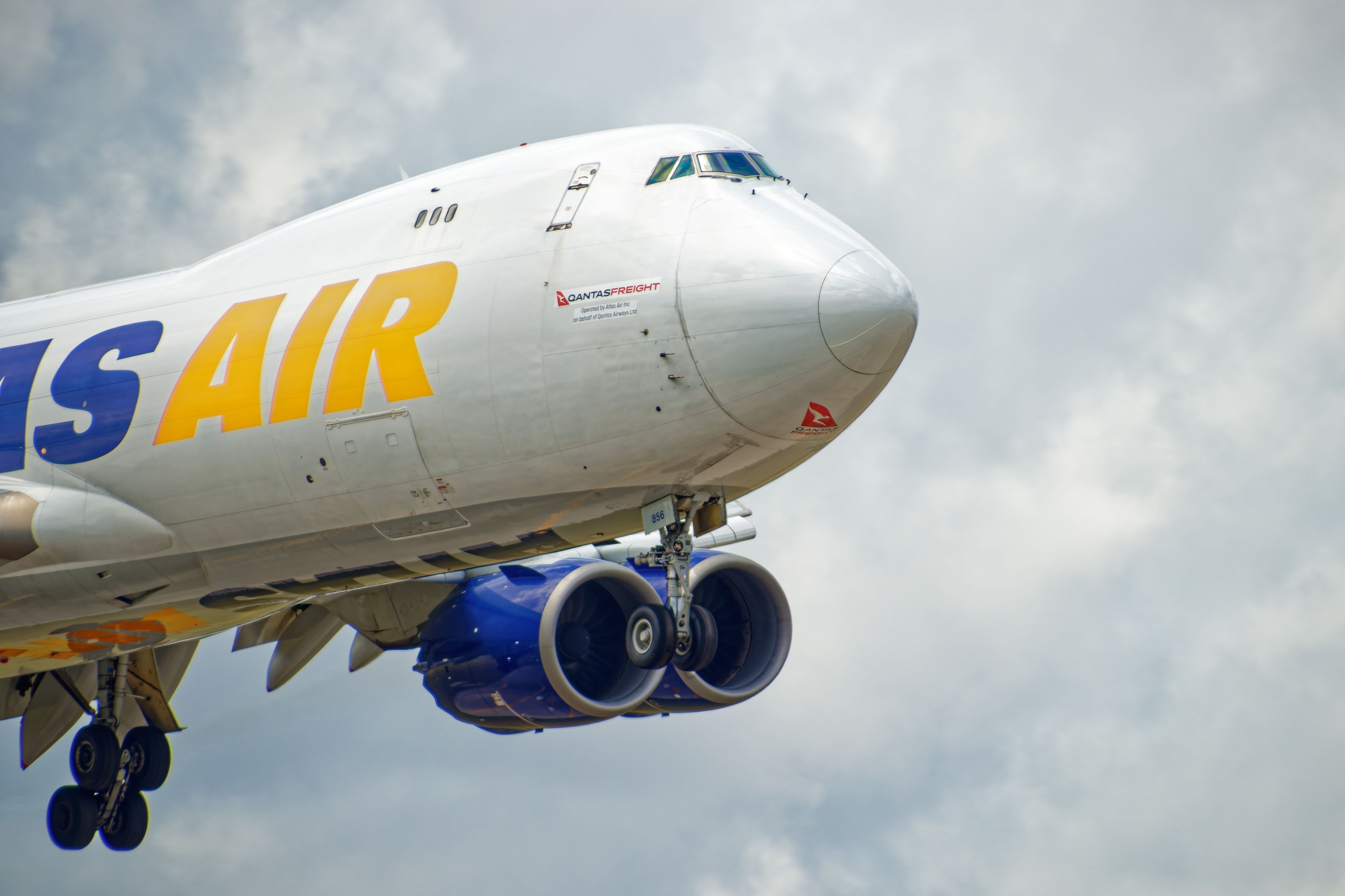 Miami, Florida, U.S.A. - April 5th, 2022, Atlas Air 747-8 on final approach.