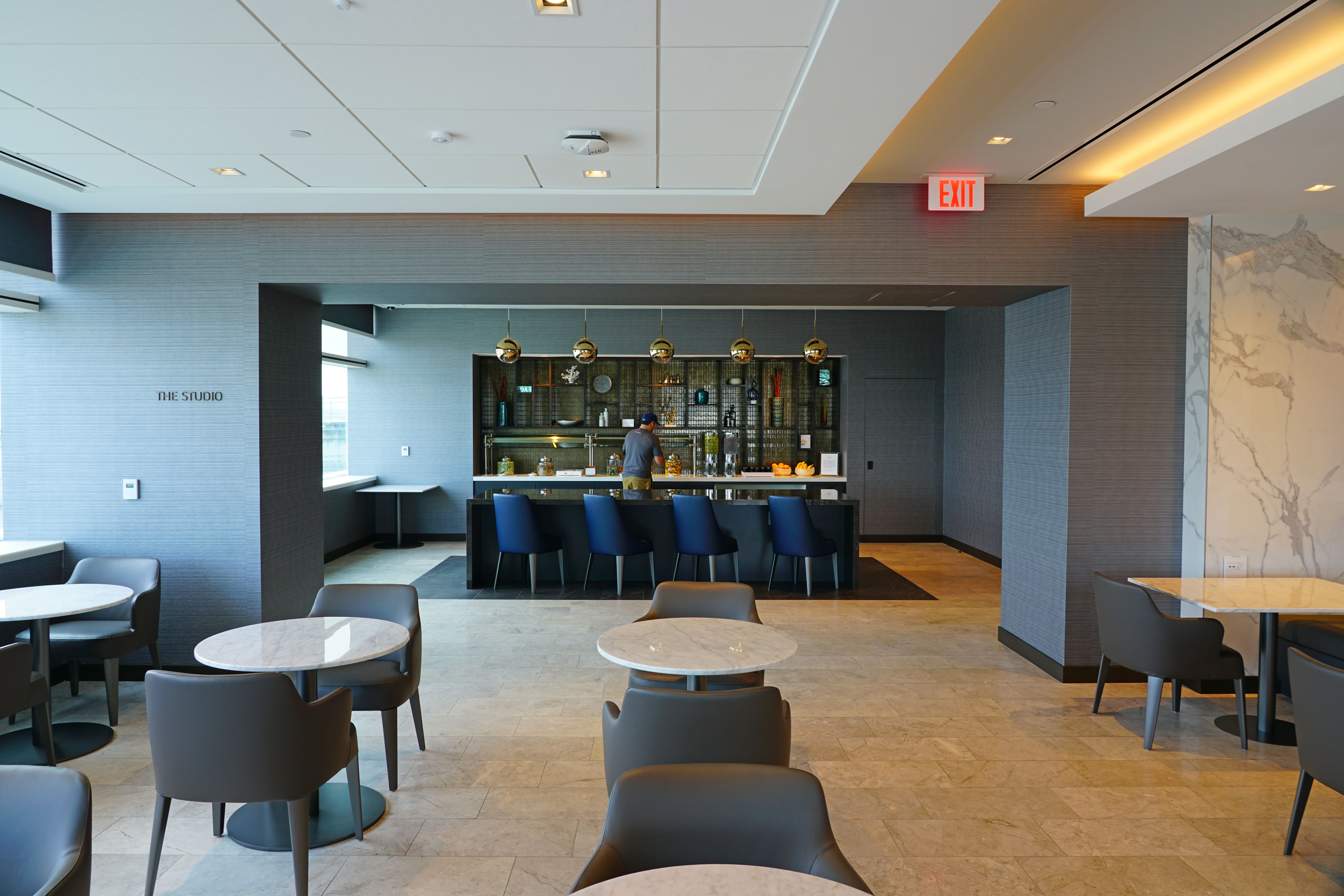 View of the United Airlines Polaris Lounge at the San Francisco International Airport (SFO)