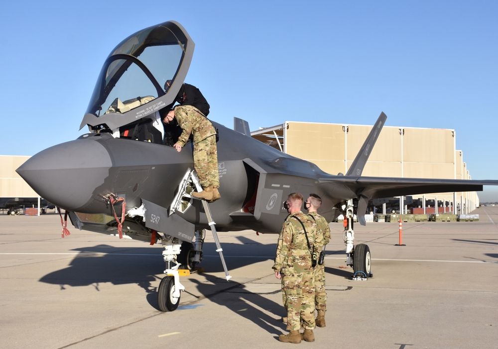 A U.S. Air Force F-35 Joint Strike Fighter (Lightning II) jet at Davis Monthan Air Force Base.