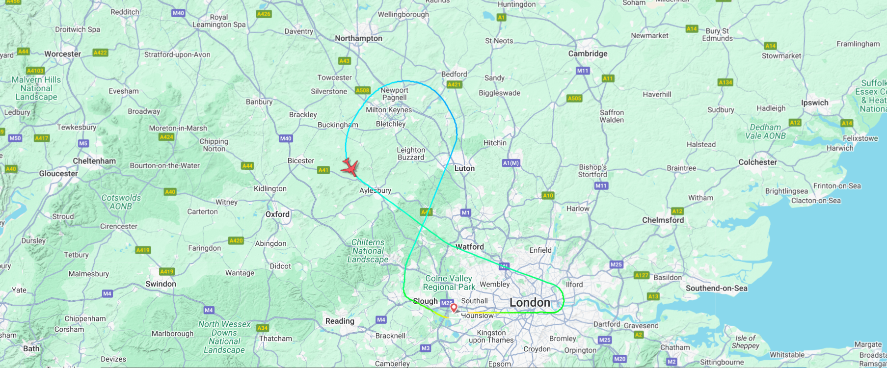 UA949 Diversion Flight Map 30Jul25