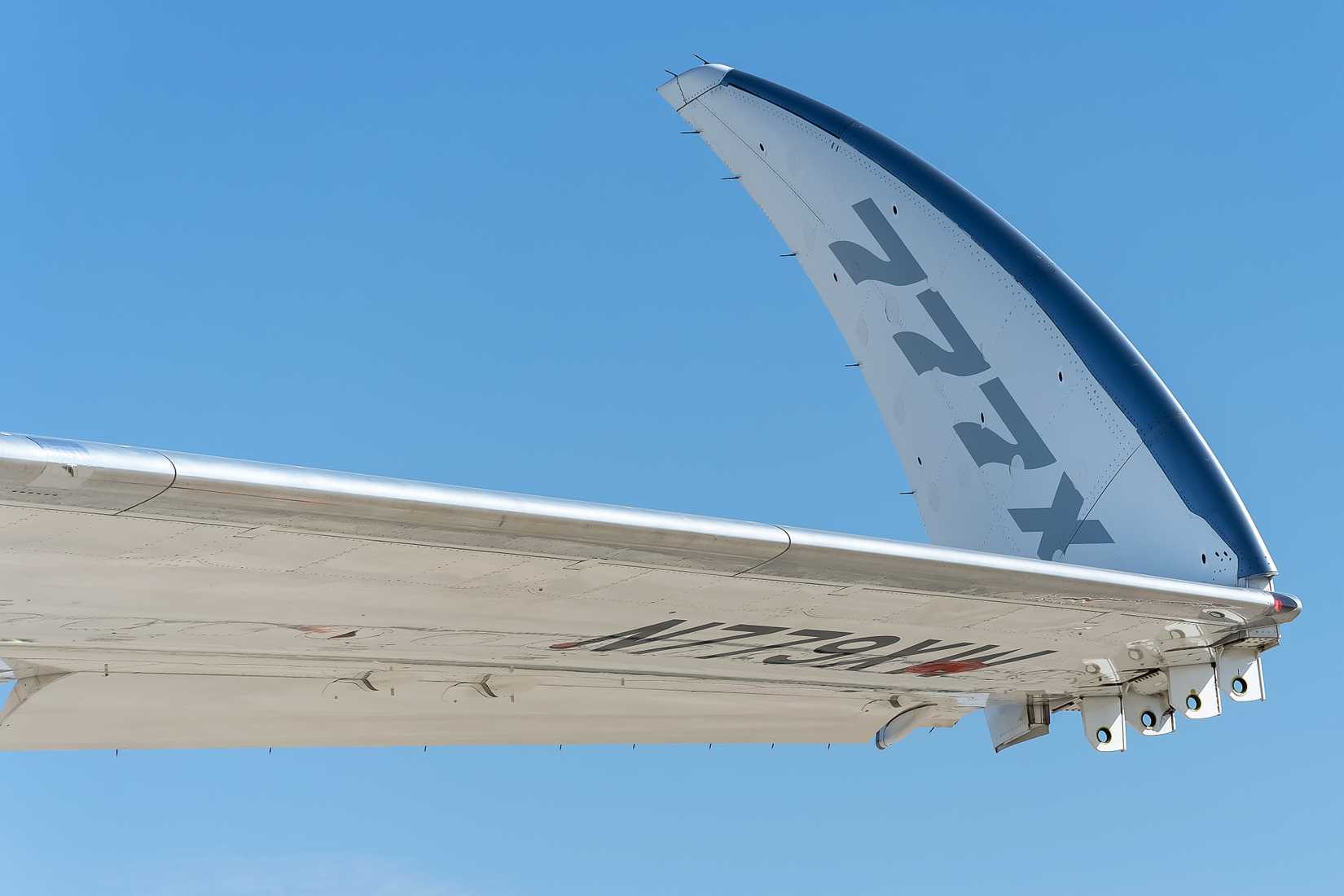 Boeing 777X newly built aircraft by Boeing with the retractable winglets can be seen in the photo. aircraft is on static display at Dubai.