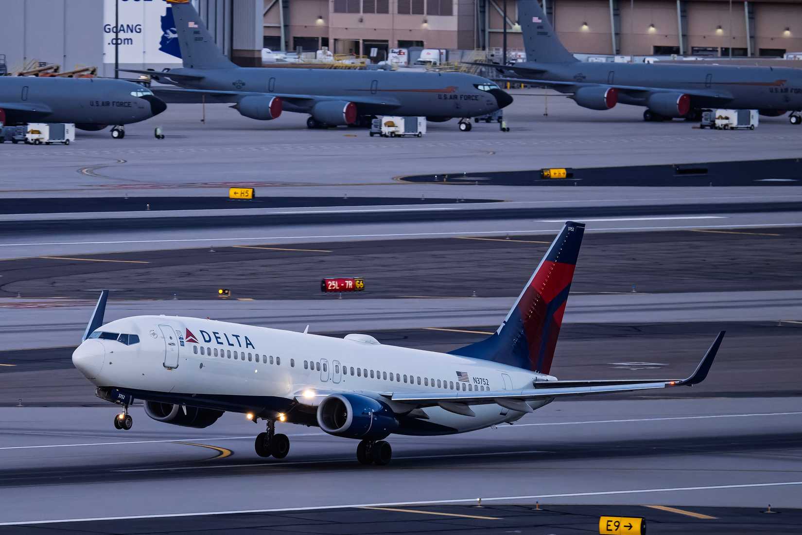 Phoenix AZ USA Delta Airlines Boeing 737-800 N3752 Early morning departure from runway 7L at Phoenix Sky Harbor Intl. Airport
