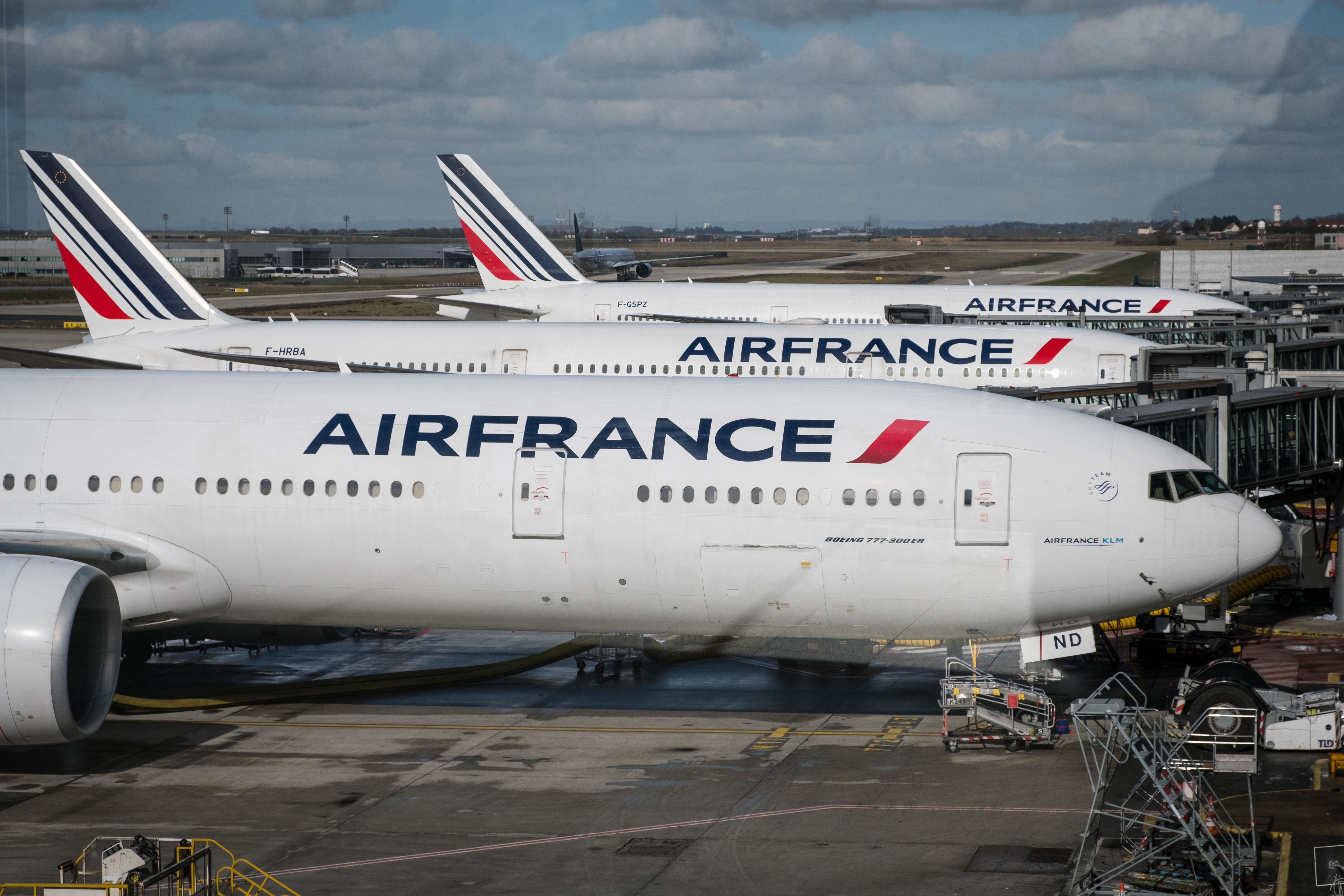 Air France aircraft parked in line 