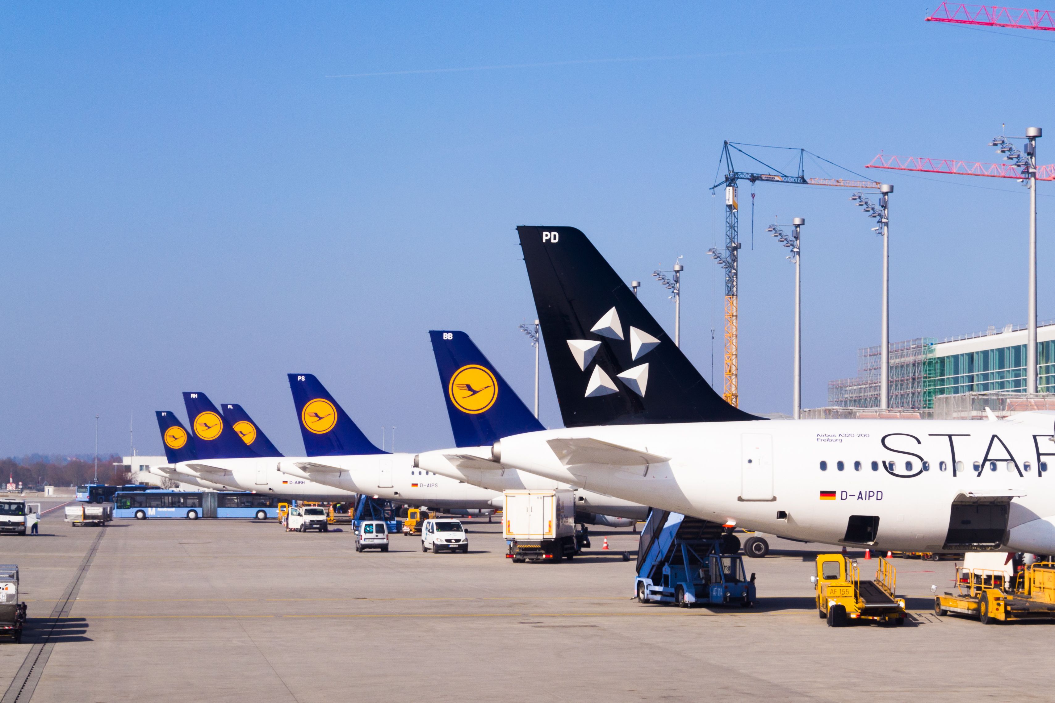 Lufthansa Aircraft parked in parallel 