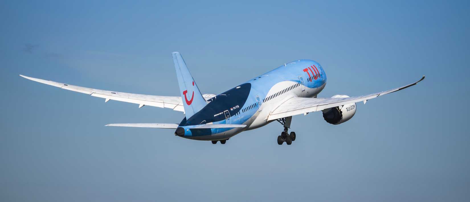TUI Boeing 787-8 Dreamliner REG PH-TFM at Schiphol Airport. TUI Airlines Netherlands is a Dutch charter airline.
