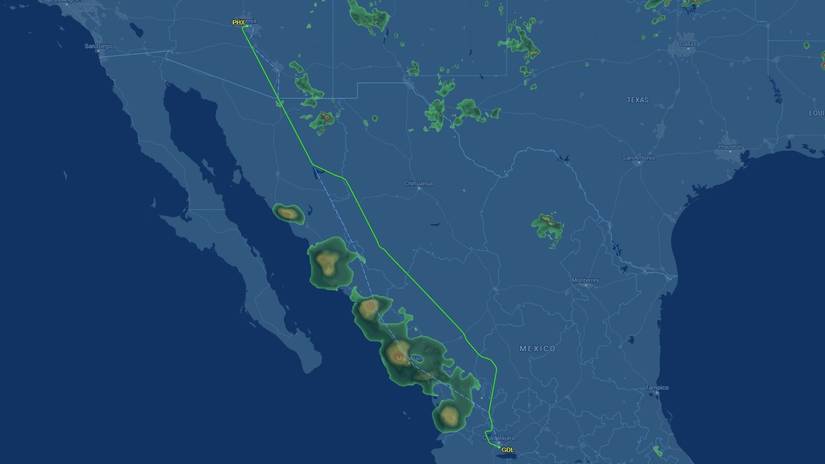 Vloaris PHX to GDL August 19, 2025, per FlightAware.